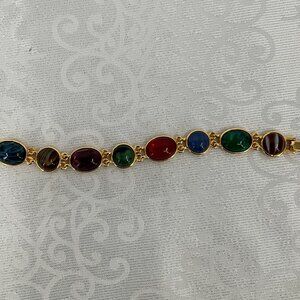 Joan Rivers Gold-Plated Multicolor Cabochon‎ Link Bracelet 7.5 Inch